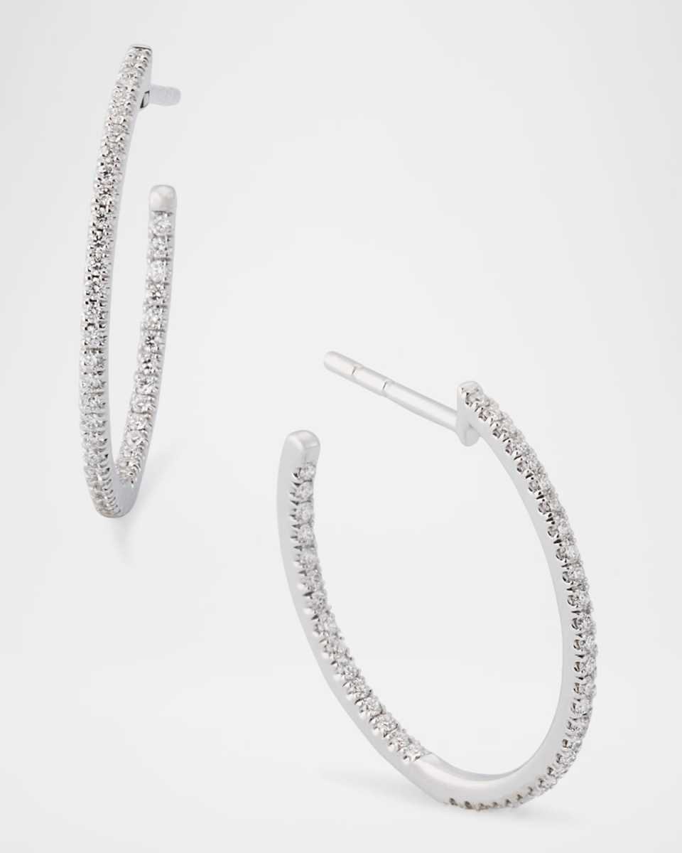 18K White Gold Diamond Hoop Earrings